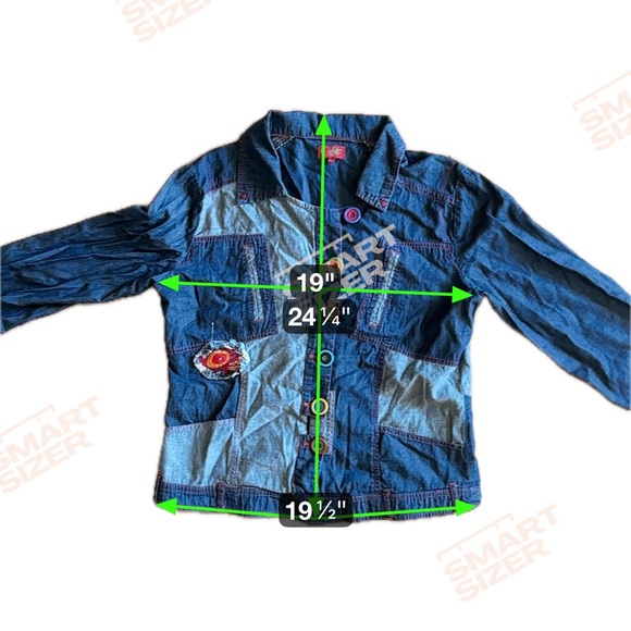 Coline Women’s XL Chambray Multicolor Collared Button Down Shirt Light Jacket - Picture 8 of 8